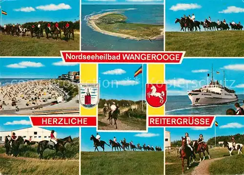 AK / Ansichtskarte Wangerooge Nordseebad Reitergruesse Pferde Fliegeraufnahme Kat. Wangerooge