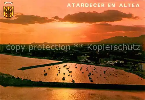 AK / Ansichtskarte Altea Fliegeraufnahme Hafen Sonnenuntergang Kat. Spanien