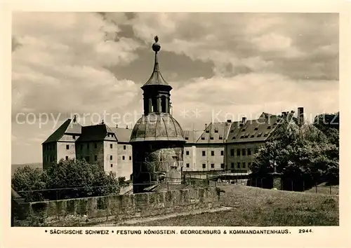 AK / Ansichtskarte Saechsische Schweiz Festung Koenigstein Georgenburg Kommandantenhaus Kat. Rathen Sachsen