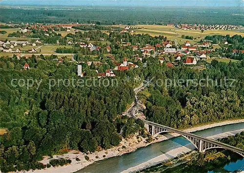 AK / Ansichtskarte Gruenwald Muenchen Bruecke Isartal Fliegeraufnahme Kat. Gruenwald