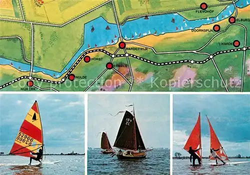 AK / Ansichtskarte Elburg Panoramakarte Surfer Segelboote Kat. Niederlande