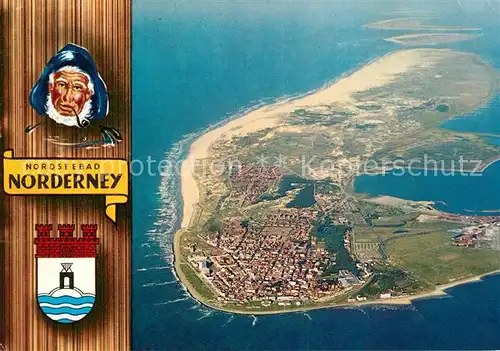 AK / Ansichtskarte Norderney Nordseebad Wappen Nordseeinsel Fliegeraufnahme Kat. Norderney