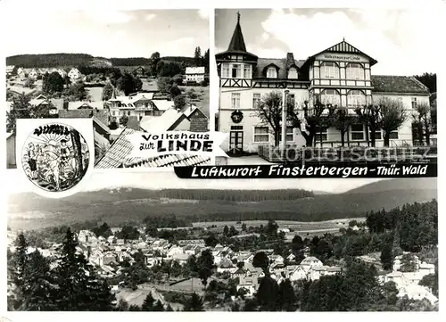 AK / Ansichtskarte Finsterbergen Volkshaus zur Linde Stadtpanorama Luftkurort Kat. Finsterbergen Thueringer Wald