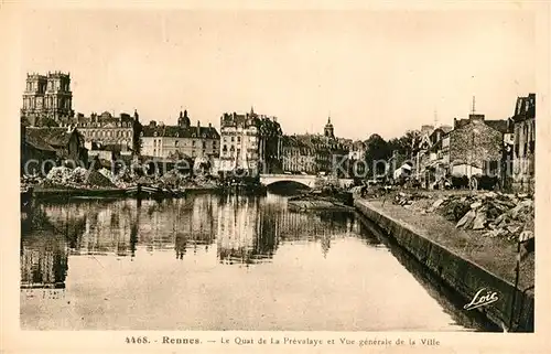 AK / Ansichtskarte Rennes Le Quai de La Prevalaye et Vue generale de la Ville Kat. Rennes