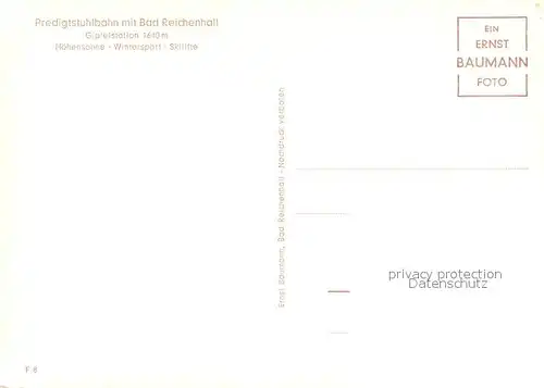 AK / Ansichtskarte Seilbahn Predigtstuhl Bad Reichenhall  Kat. Bahnen