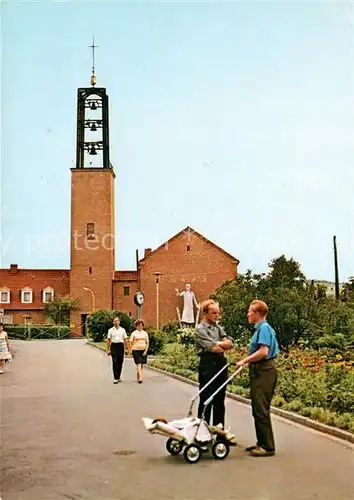 AK / Ansichtskarte Grenze Douane Zoll Grenzdurchgangslager Friedland St. Norbert Kirche Heimkehrerdenkmal Kat. Zoll