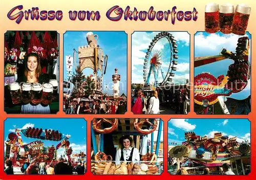 AK / Ansichtskarte Oktoberfest Muenchen Riesenrad Brezel Bier  Kat. Feiern und Feste