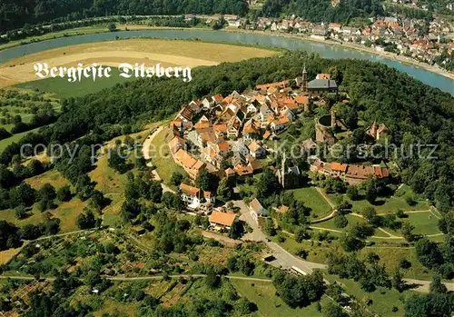 AK / Ansichtskarte Dilsberg Bergfeste Hotel Restaurant Schoene Aussicht Fliegeraufnahme Kat. Neckargemuend