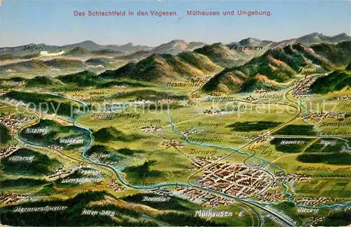 AK / Ansichtskarte Muehlhausen Elsass Das Schlachtfeld in den Vogesen Panoramakarte Kat. Mulhouse