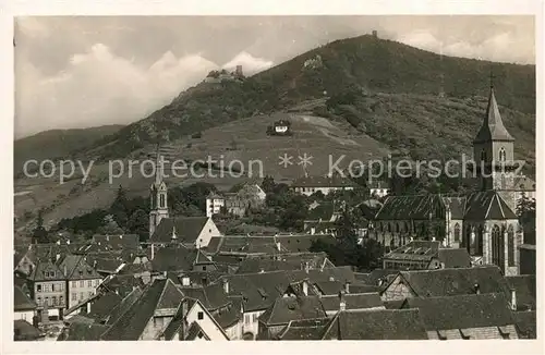 AK / Ansichtskarte Ribeauville Haut Rhin Elsass Teilansicht mit Kirche Kat. Ribeauville