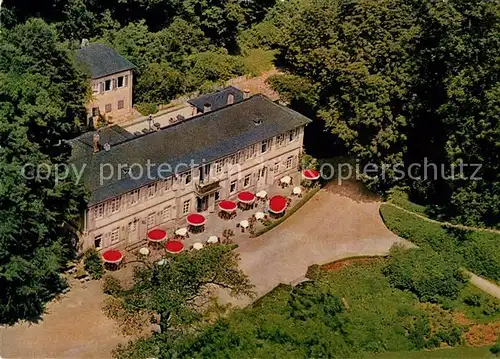 AK / Ansichtskarte Bensheim Auerbach Bergstrasse Cafe Hotel Herrenhaus Fliegeraufnahme