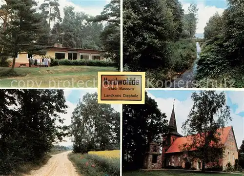 AK / Ansichtskarte Nordwohlde Kurheim Waldweg Kirche Kat. Bassum
