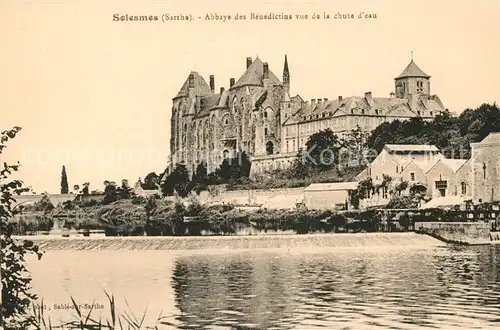 AK / Ansichtskarte Solesmes Sarthe Abbaye des Benedictins vue de la chute d eau Kat. Solesmes