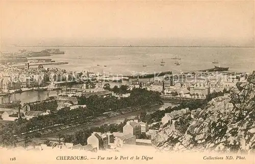 AK / Ansichtskarte Cherbourg Octeville Basse Normandie Vue sur le Port et la Digue Kat. Cherbourg Octeville