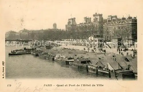 AK / Ansichtskarte Paris Quai et Port de lHotel de Ville Kat. Paris