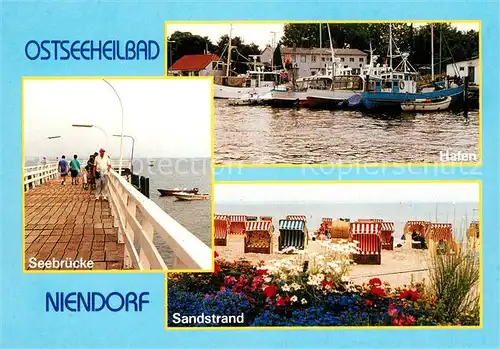 AK / Ansichtskarte Niendorf Ostseebad Seebruecke Hafen Sandstrand Kat. Timmendorfer Strand