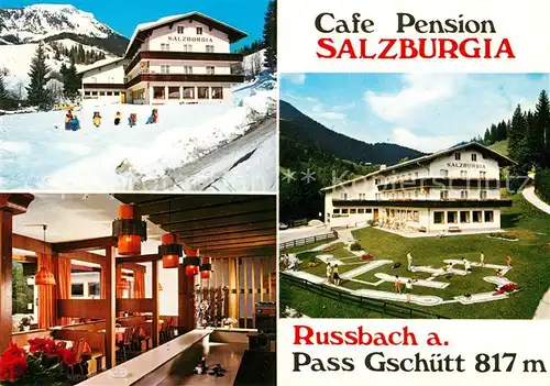 AK / Ansichtskarte Russbach Pass Gschuett Cafe Pension Salzburgia Wintersportplatz Minigolf Kat. Russbach am Pass Gschuett