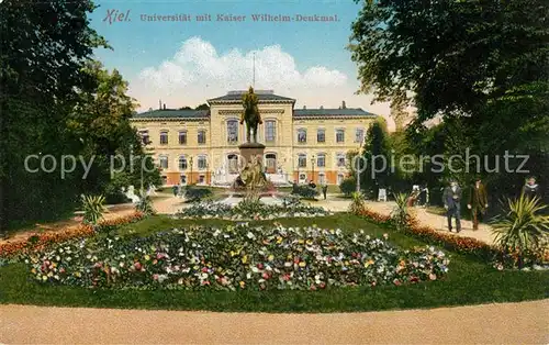 AK / Ansichtskarte Kiel Universitaet mit Kaiser Wilhelm Denkmal Kat. Kiel