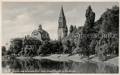 AK / Ansichtskarte Kiel Partie am kleinen Kiel mit Stadttheater und Rathaus Kat. Kiel