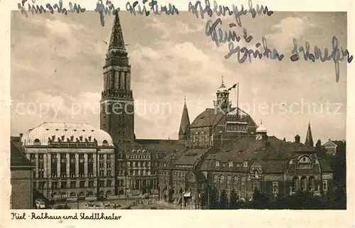 AK / Ansichtskarte Kiel Rathaus und Stadttheater Kat. Kiel