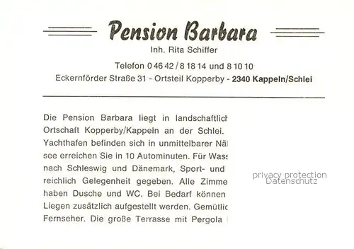 AK / Ansichtskarte Kappeln Schlei Pension Barbara Kat. Kappeln