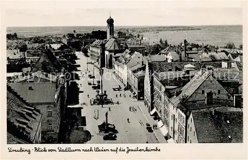 AK / Ansichtskarte Straubing Blick vom Stadtturm nach Westen auf die Jesuitenkirche Kat. Straubing