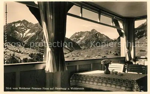 AK / Ansichtskarte Hirschegg Kleinwalsertal Vorarlberg Blick vom Waldemar Petersen Haus mit Widderstein Kat. Mittelberg