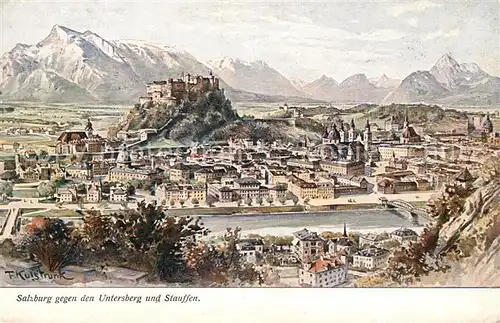 AK / Ansichtskarte Salzburg Oesterreich mit Untersberg Stauffen und Festung Kat. Salzburg