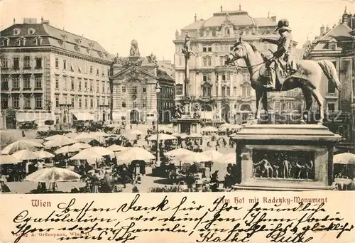 AK / Ansichtskarte Wien Am Hof mit Radetzky Monument Kat. Wien