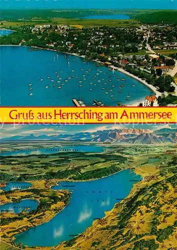 AK / Ansichtskarte Herrsching Ammersee Fliegeraufnahme Ortungskarte  Kat. Herrsching a.Ammersee
