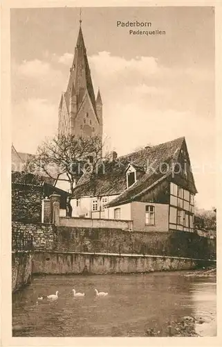 AK / Ansichtskarte Paderborn Paderquellen mit Kirche Kat. Paderborn