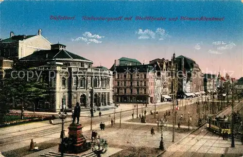 Duesseldorf Hindenburgwall mit Stadttheater und Bismarckdenkmal Kat. Duesseldorf