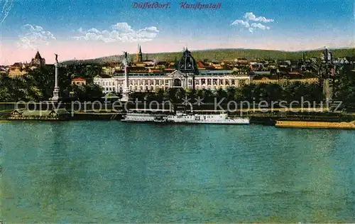 Duesseldorf Blick ueber den Rhein zum Kunstpalast Rheindampfer Kat. Duesseldorf