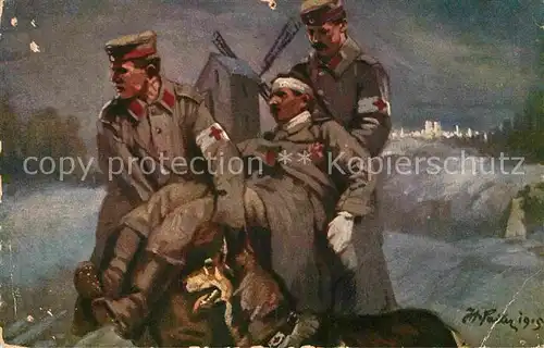 AK / Ansichtskarte Rotes Kreuz Wohlfahrts Postkarte Sanitaetshund Verwundeter WK1 Kat. Rotes Kreuz