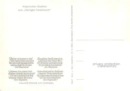 Oberaudorf Gasthof zum Feurigen Tatzelwurm Gedicht Joseph Viktor von Scheffel Kat. Oberaudorf