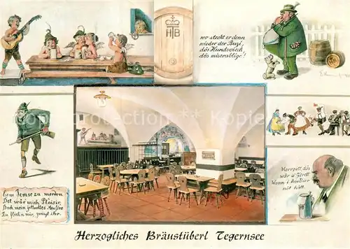AK / Ansichtskarte Tegernsee Wandgemaelde Braeustueberl Herzogl. Bayerischen Brauhauses Kat. Tegernsee