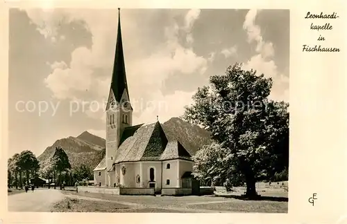 Fischhausen Schliersee Leonhardikapelle mit Brecherspitze Kat. Schliersee