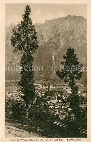 Mittenwald Bayern an der Isar mit Karwendel Kat. Mittenwald