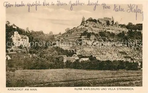 Karlstadt Main Ruine Karlsburg und Villa Steinbrueck Kat. Karlstadt