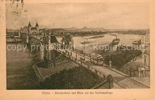 Bonn Rhein Rheinbruecke und Blick auf das Siebengebirge Kat. Bonn