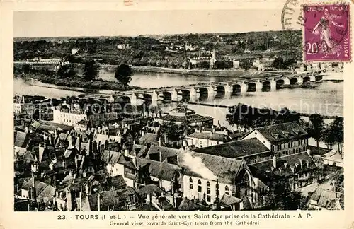 Tours Indre et Loire Vue generale vers Saint Cyr prise de la Cathedrale Kat. Tours