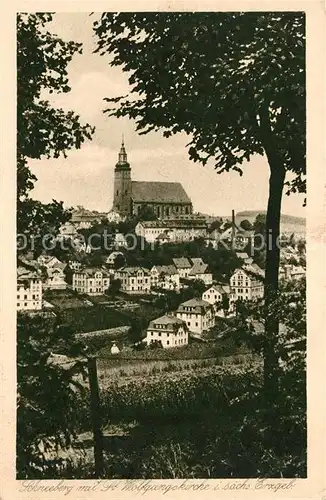 Schneeberg Erzgebirge Teilansicht mit St Wolfgangskirche Kat. Schneeberg