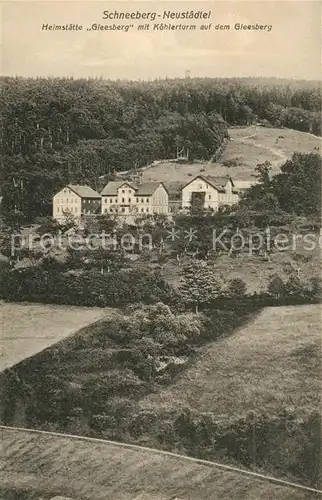 Neustaedtel Sachsen Heimstaette Gleesberg mit Koehlerturm auf dem Gleesberg