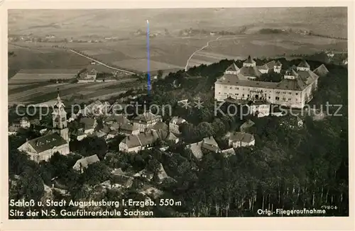 Augustusburg Schloss und Stadt Original Fliegeraufnahme Kat. Augustusburg