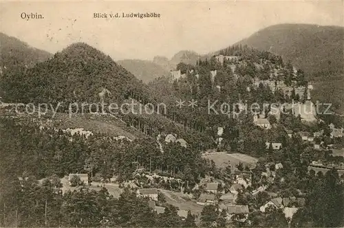 Oybin Panorama Blick von der Ludwigshoehe Zittauer Gebirge Kat. Kurort Oybin