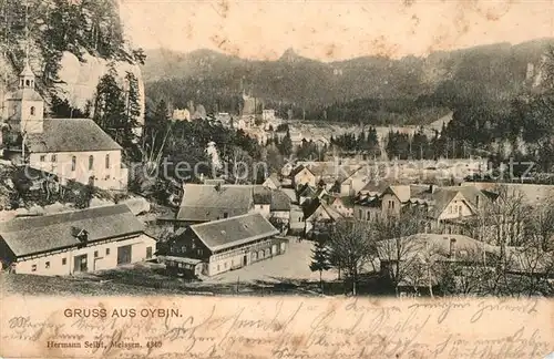 Oybin Teilansicht mit Kirche Zittauer Gebirge Kat. Kurort Oybin
