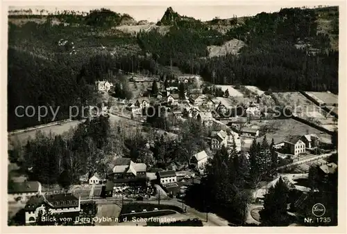 Oybin Panorama Blick vom Berg Oybin nach dem Scharfenstein Zittauer Gebirge Kat. Kurort Oybin