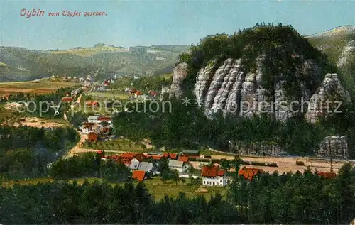 Oybin Panorama Blick vom Toepfer gesehen Berg Oybin Zittauer Gebirge Kat. Kurort Oybin