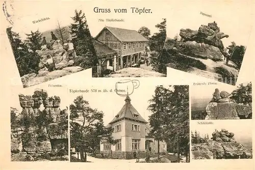 Oybin Toepfer Felsformationen Toepferbaude Zittauer Gebirge Silesia Karte Kat. Kurort Oybin