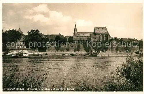 Hoechst Main Mainpartie mit Blick auf die Kath Kirche Kat. Frankfurt am Main